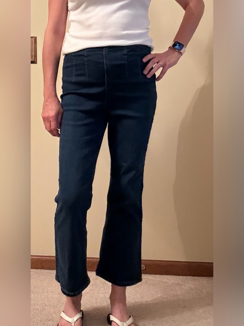 Free People Pull On High Waist Crop Jeans, Stretchy, Blue, Women’s 30